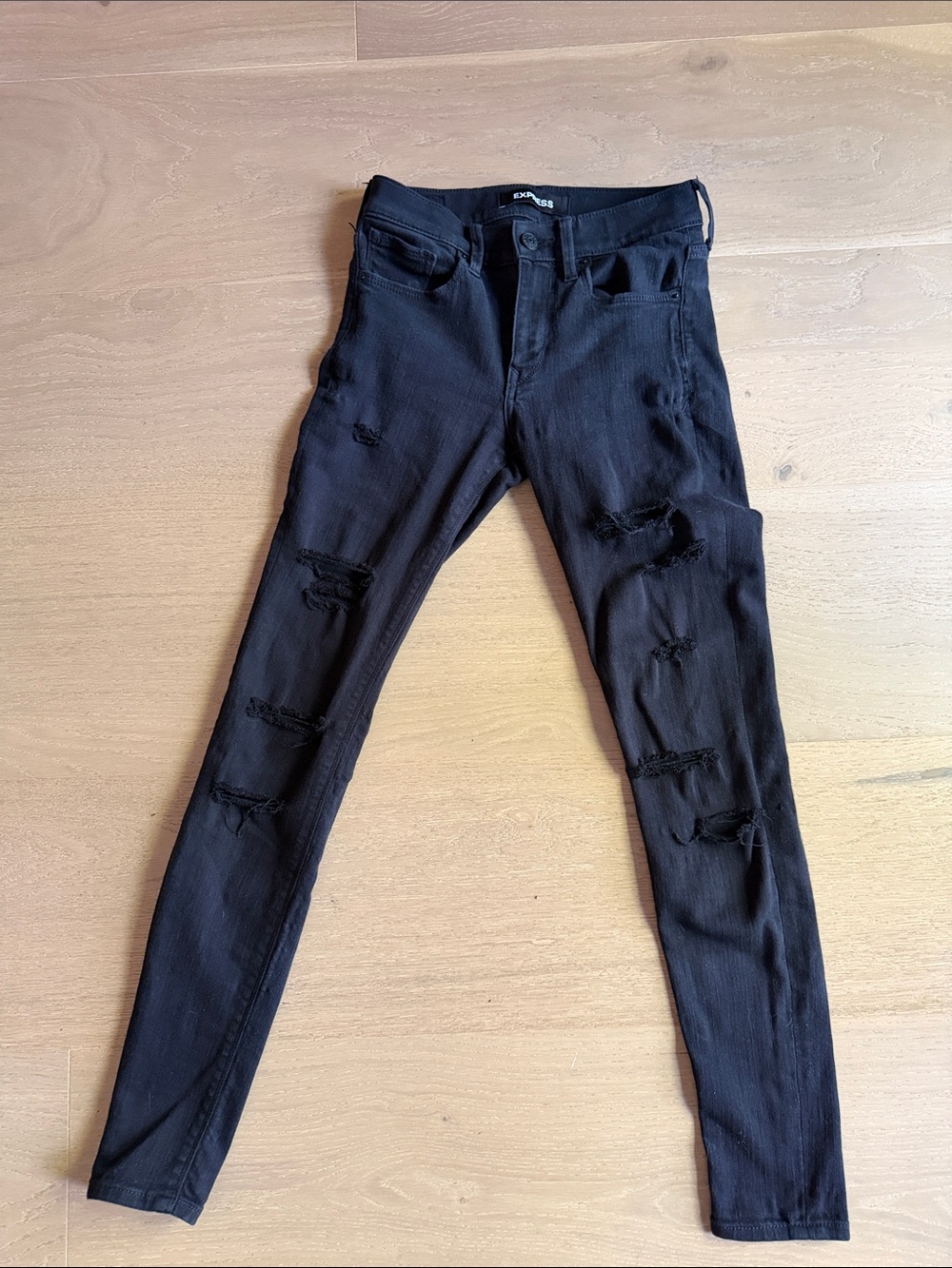 Express Black Distressed Women's Skinny Jeans